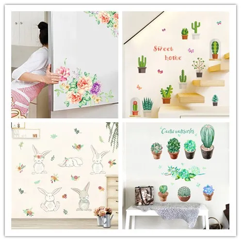 Настенные стикеры в виде садовых растений и цветов для детской комнаты гостиной