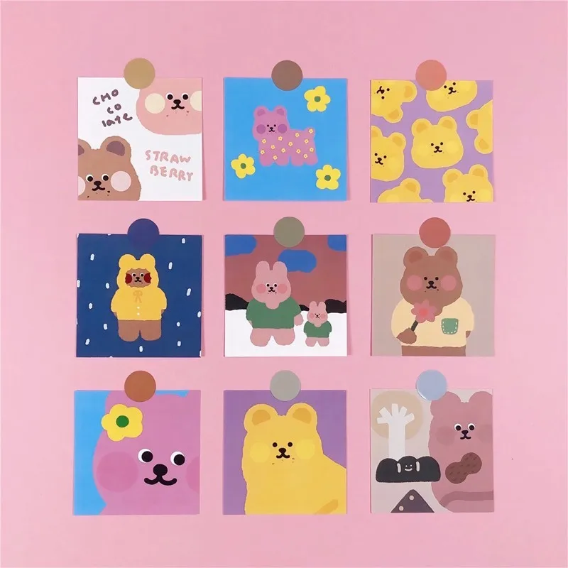 

TMYOUZ Cartoon Bear Bedroom Wall Decoration Handmade Card Wall Sticker Greeting Card Photo Prop Stationery Children Gifts