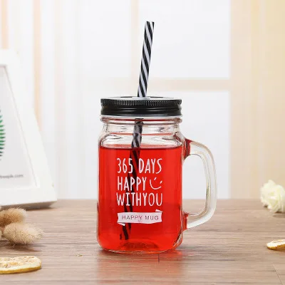 S BPA free Gradient Mason банка чашка для молока и чая Классическая Изолированная кружка-чайник металлическая крышка с соломинкой Размер соломы - Цвет: S