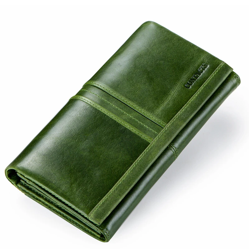 Women's Wallets Genuine Leather Casual Long Clutch Purse Money Bag Multi-function Card Cross Pattern Detachable Billetera Mujer