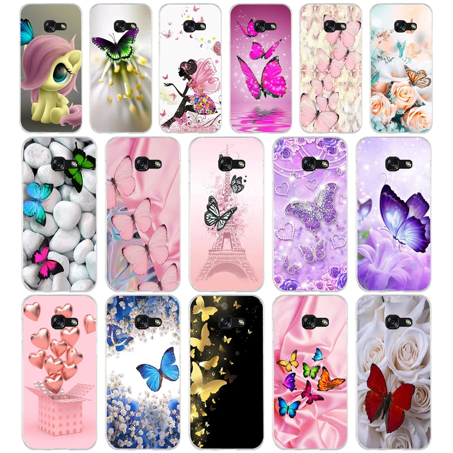 Мягкий Силиконовый ТПУ чехол 381FG с красной бабочкой на белых розах для телефона