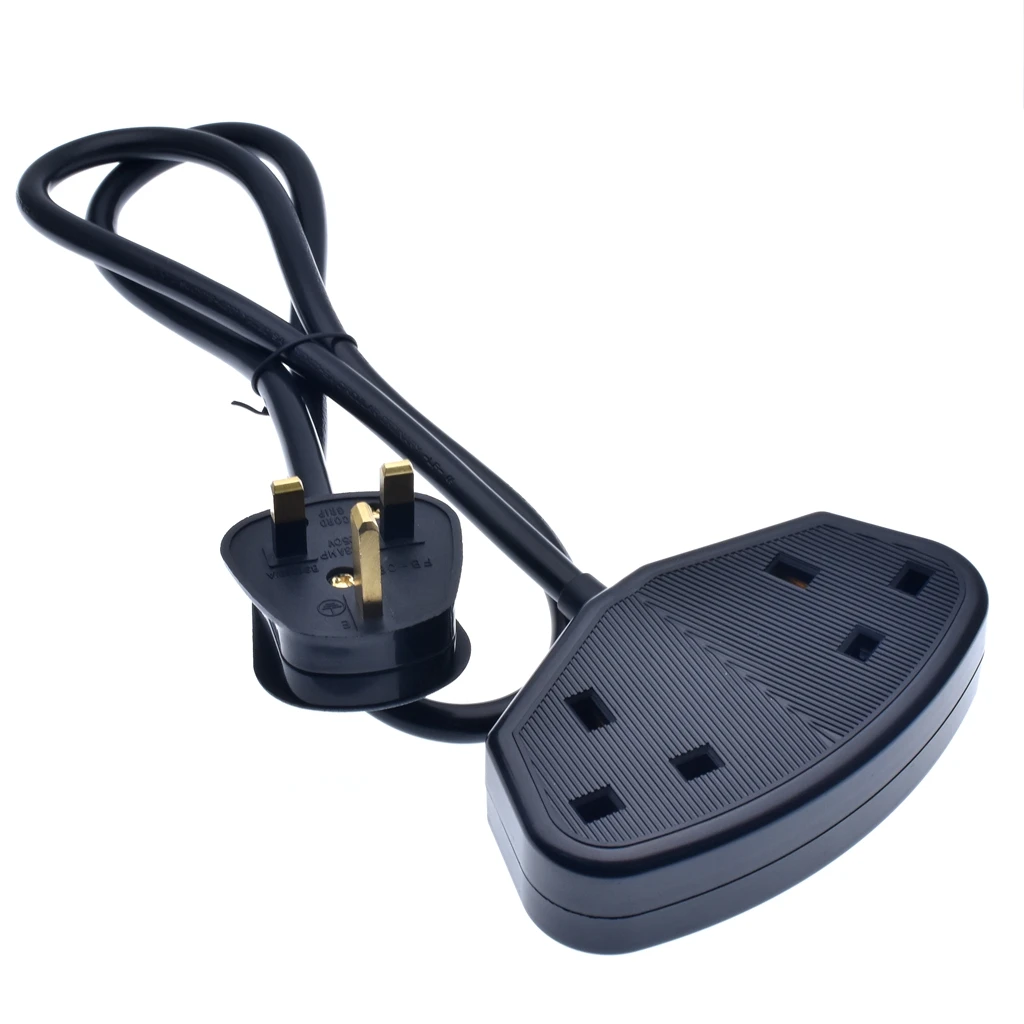 

UK 3 Prong Extension Power Cord,UK Male Plug to Dual Female Outlet Socket Singapore Power Cable Extented With Fuse 3G1.5mm Wire