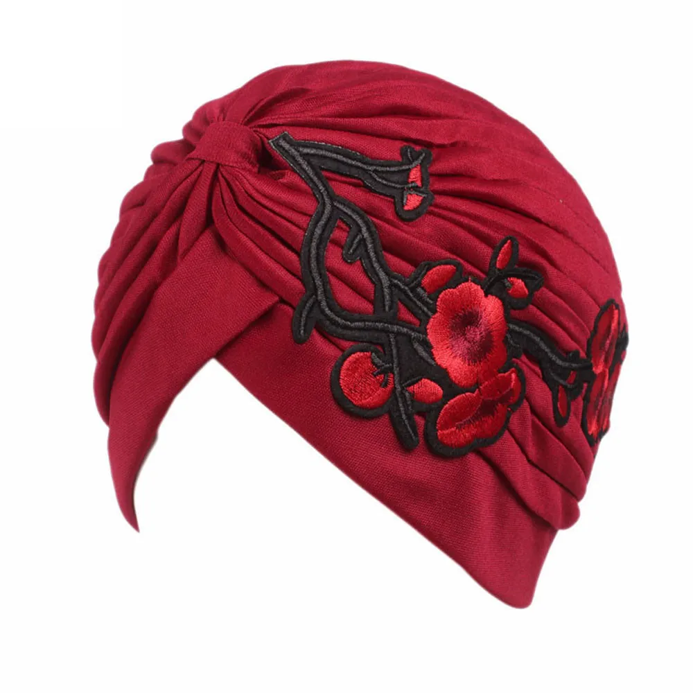 Best Christmas present Women Embroidery Cancer Chemo Hat Beanie Scarf Turban Head Wrap Cap Lowest price 2019 | Аксессуары для