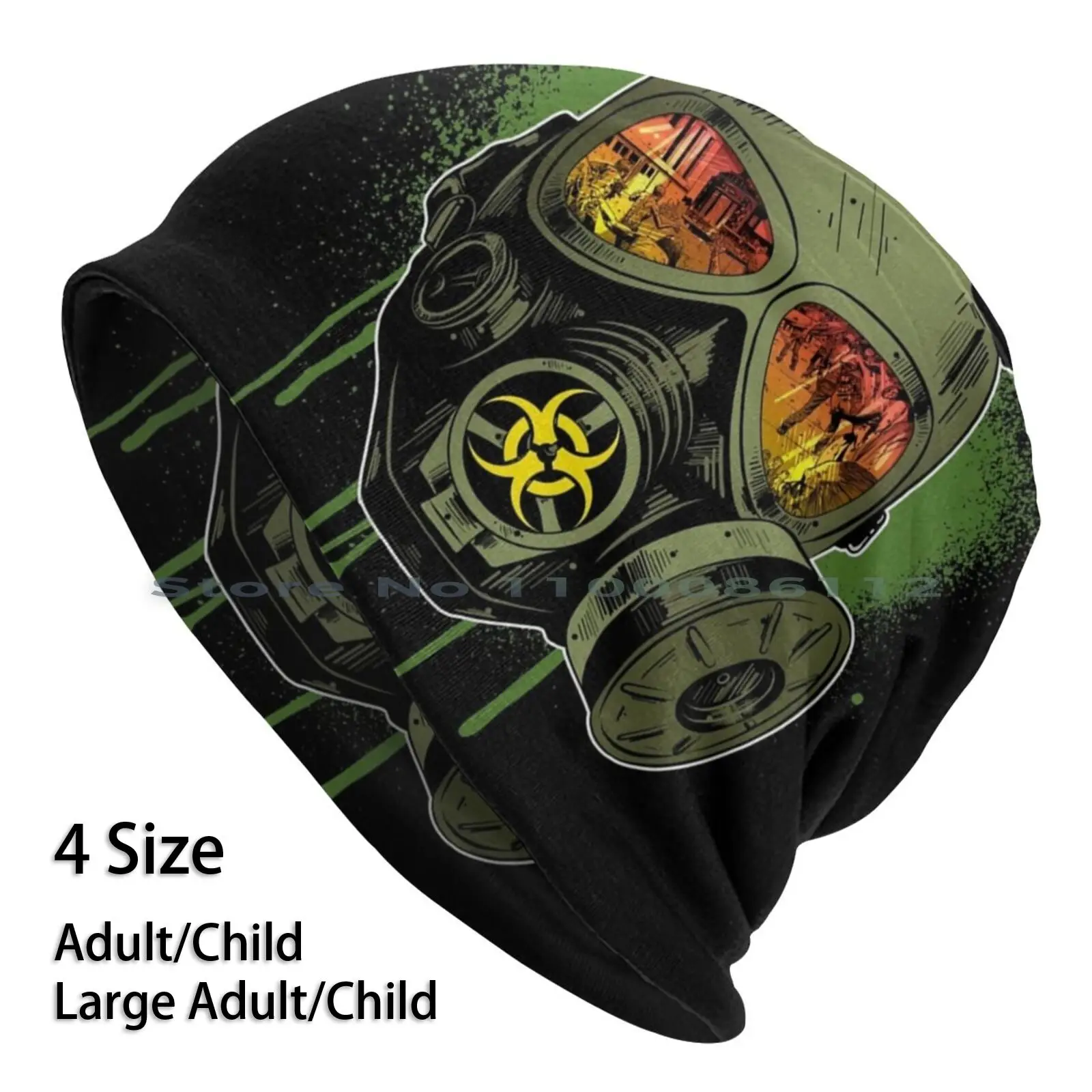 

Outbreak Nation Beanies Knit Hat Quarantine 19 Zombie Horror Gasmask Outbreak Survivor Design War Dead Graffiti Street Art Cool