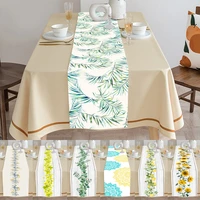 modern printed plant flower table runner nordic cotton linen table runners for wedding party hotel home tablecloth decoration