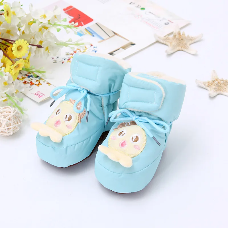 

Cute Baby Boys Girls Booties Shoes Cartoon Down Material Infant Toddler Prewalkers 0-9 Months Newborn Baby Soft Crib Shoes