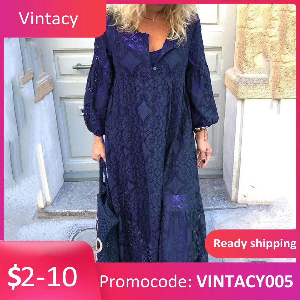 Макси платья для женщин 2021 с длинным рукавом длиной до пола кружевом и рукавами