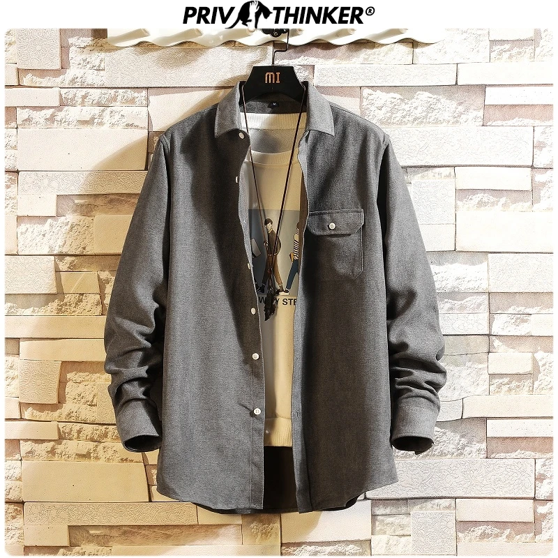 Privathinker 2020 мужские однотонные свободные рубашки 8 цветов Мужская Корейская