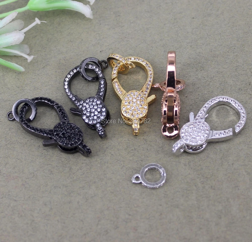 5 шт. металлические медные застежки карабины выложенные фианитами для