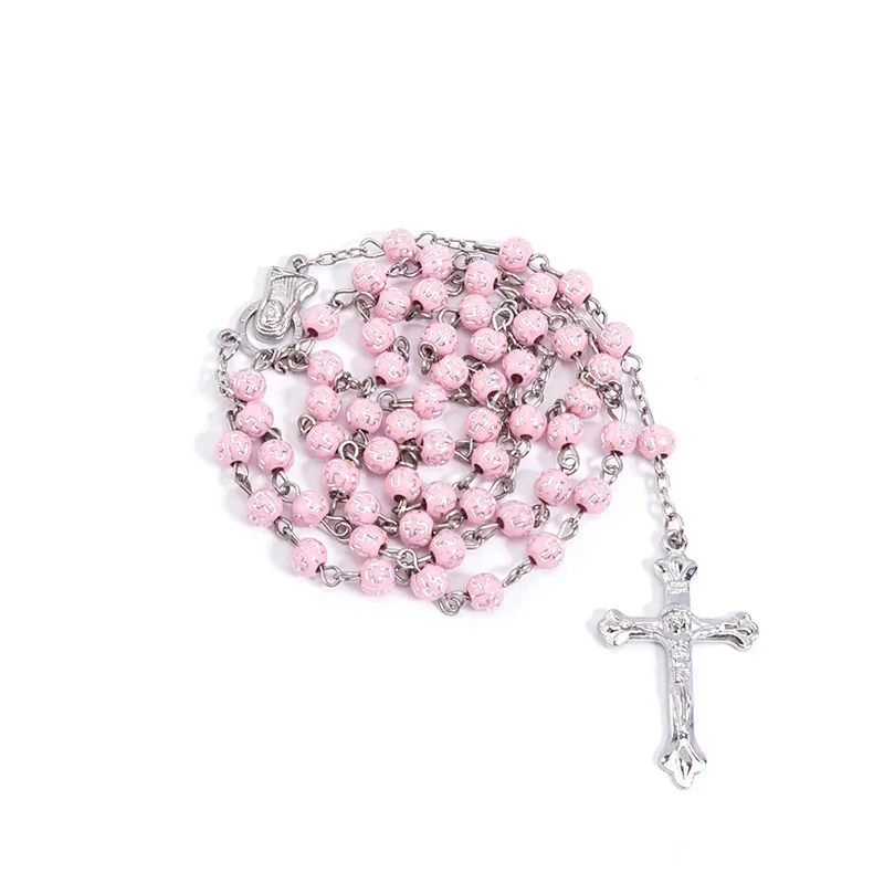 Ожерелье из Розария 6 мм пластиковая Роза круглое жемчужное ожерелье Розарий