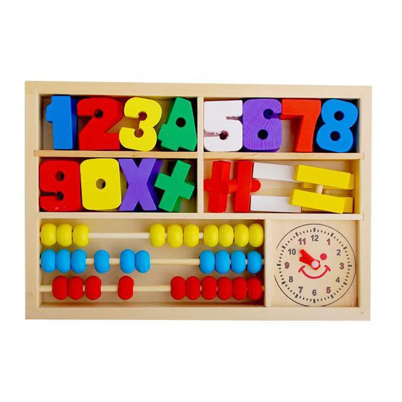 

Free Shipping Children Wooden Mathematics Teaching Initiation Toy Kids Digital Learning Block Box One Piece Gifts for Children