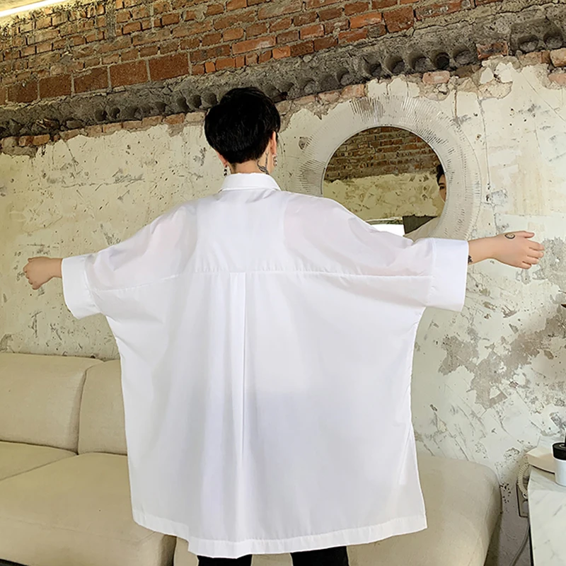 Рубашка мужская с коротким рукавом летучая мышь Свободная блуза под заказ в