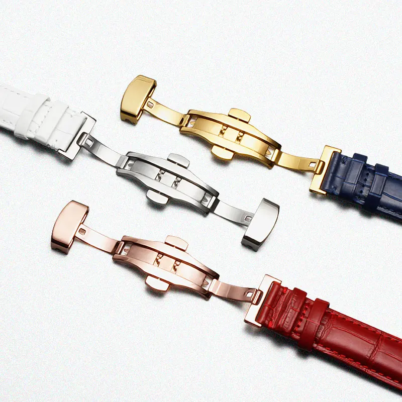 

genuine leather watchstrap sized in 12 13 14 15 16 17 18 19 20 21 22 23 24mm watchband butterfly clasp bracelet wristband