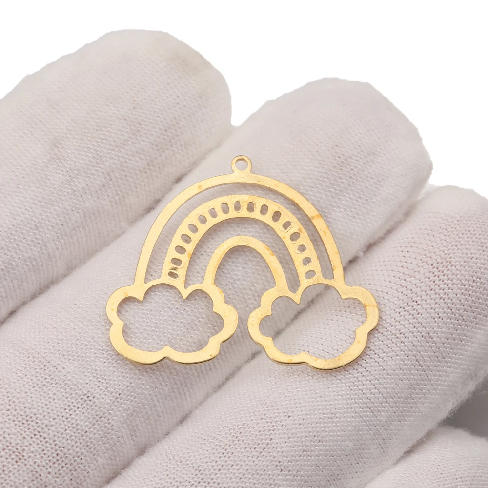 

10pcs Raw Brass Hollow Sun Rainbow Cloud Earrings Charms Connectors Accessories Diy For Women Necklace Jewelry Making Findings