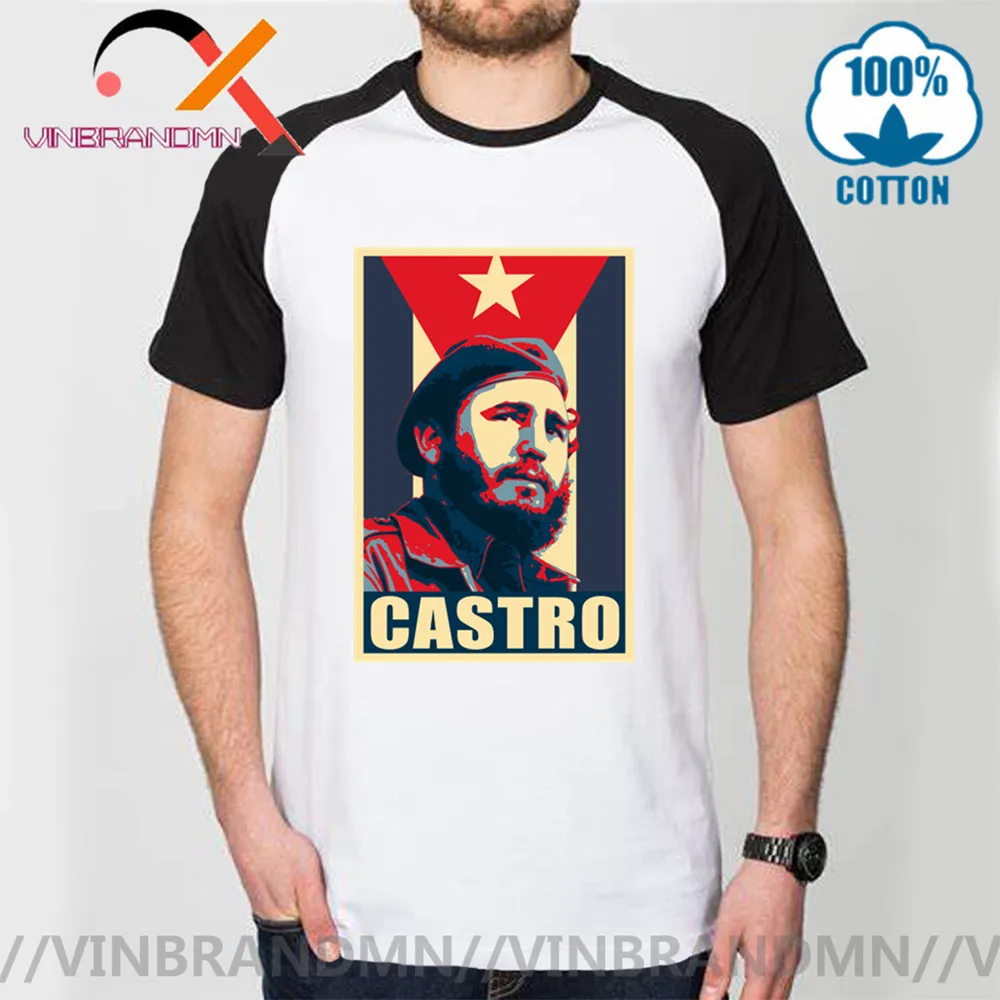 political propaganda posters features Cuban Revolutionary leader and communist Fidel Castro Fitness T-Shirt Retro Casual Tees | Мужская