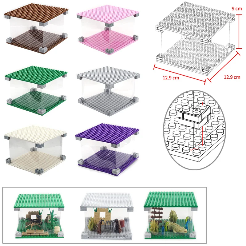 Прозрачная выставочная коробка для строительных блоков Layman отображение военных