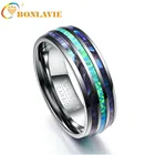 Кольцо BONLAVIE T082R из карбида вольфрама с тремя рифлеными опалами, 8 мм