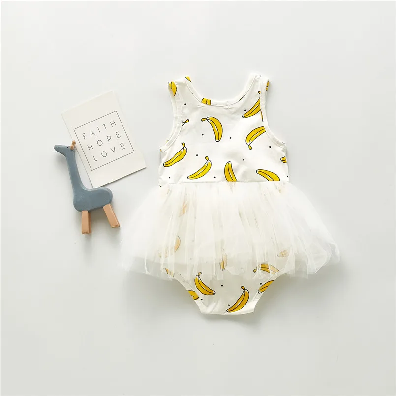 Милое белое Тюлевое платье для новорожденных девочек желтые костюмы без рукавов