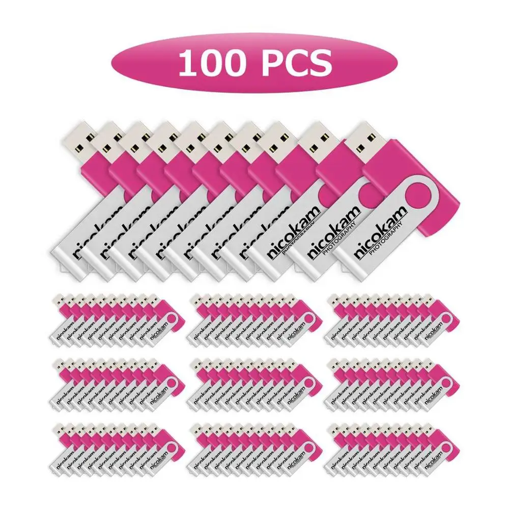 J-boxing Wholesale 100PCS Printed Custom Logo 128MB USB Flash Drive Metal Swivel Engraved Personalize Pendrives Thumb Drive