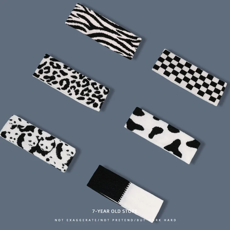 

Cows and Zebra Pattern Hair Band Women's Knitting Fashion Wide Edge Hair Hoop Woman Headbands Face Wash Headband Bandana