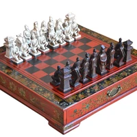classic chinese terracotta warriors retro chess wooden chessboard carving teenager adult board game puzzle birthday gift
