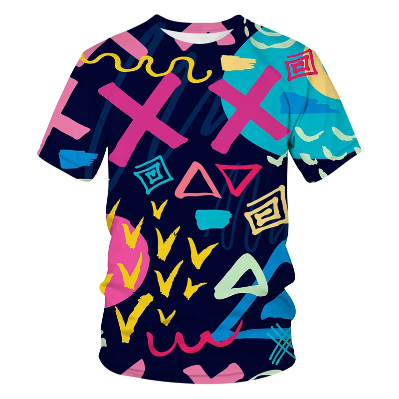 

Up To Date Abstract pattern Men T Shirt Outdoors Breathable Short Sleeve Summer Cool Loose O-neck Large Size Men's T-shirts