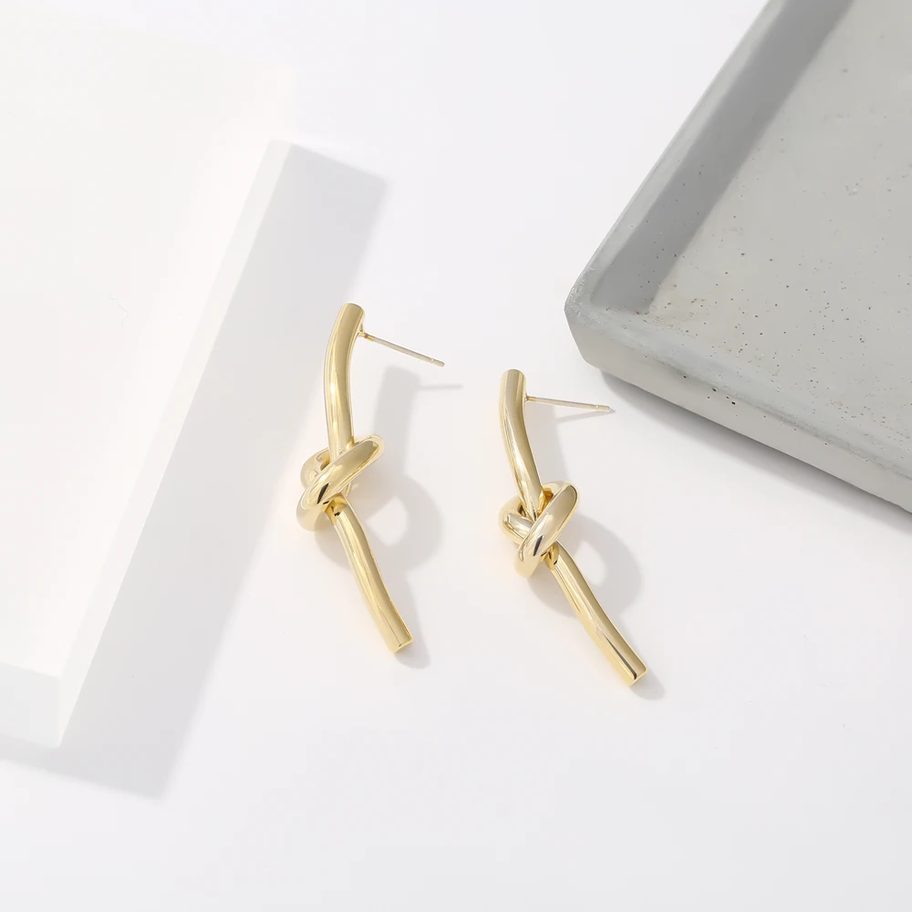 Металлические витые серьги-гвоздики Yhpup золотые индивидуальные украшения