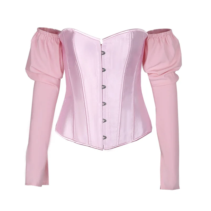 Стимпанк коричневый Пышное Платье с длинным рукавом со стальными косточками