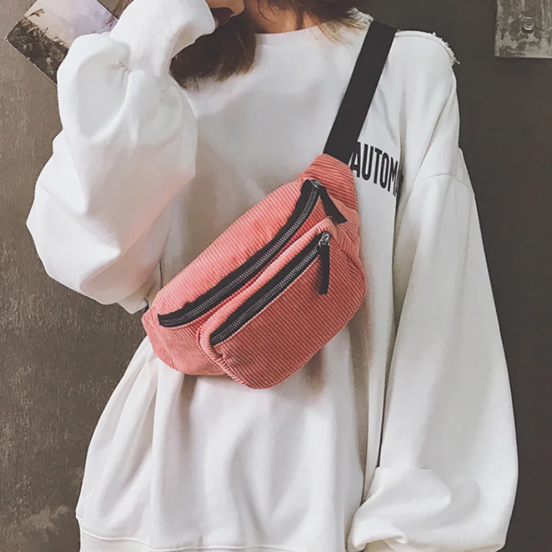 

Вельветовая поясная сумка для женщин, модная нагрудная сумка на молнии, Спортивная Дорожная сумка для телефона, многофункциональная Повсед...