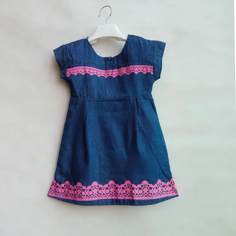 Летнее платье для девочек хлопковые детские платья детское из джинсовой ткани