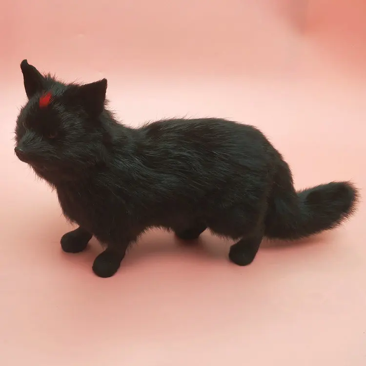 Новая модель креативной настоящей Черной Лисы имитация пластика и меха красный