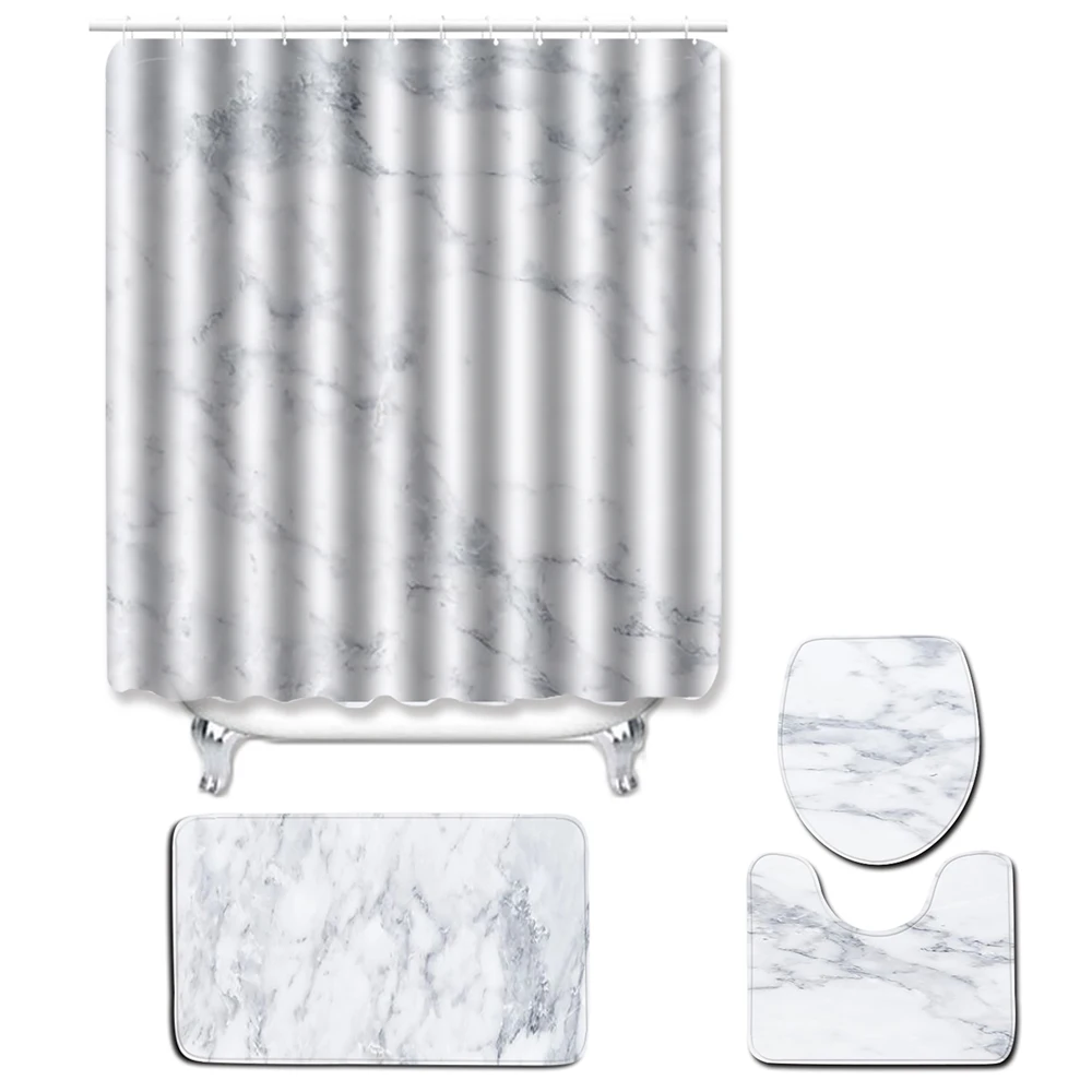 4 шт./компл. Водонепроницаемая занавеска для душа и крышка унитаза коврик