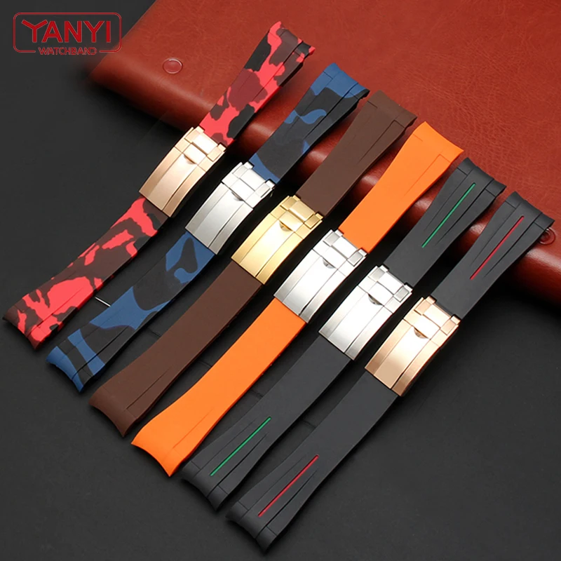 High quality Rubber watch strap 20mm 21mm waterproof silicone wristband camouflage watchband wristwatches band watch bracelet