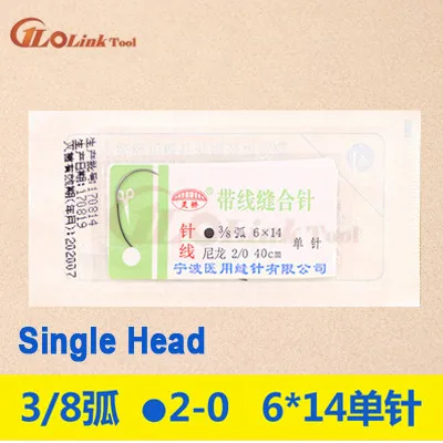 Round Suture needle surgery tool microsurgery nylon monofilament wire round harmless needle surgical instrument 10pc/set - Цвет: 3-8 2-0 6x14 Single