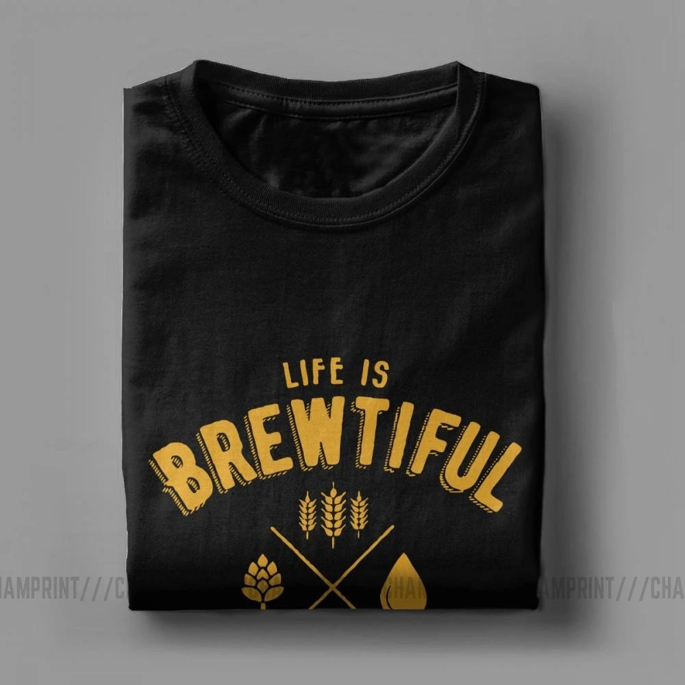 Мужская футболка с коротким рукавом Life Is Brewtiful из 100% хлопка круглым вырезом для