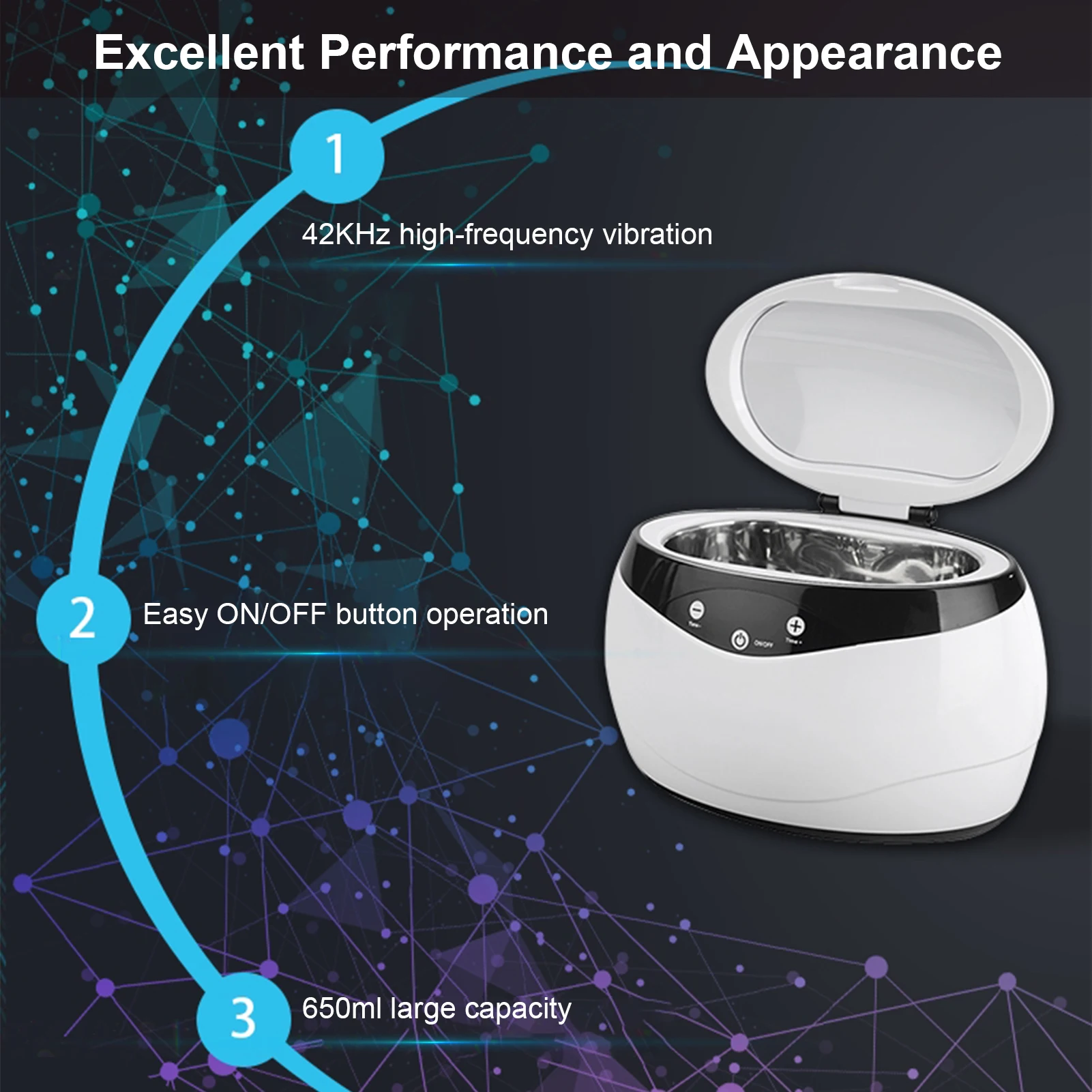 Ультразвуковой очиститель для очков ювелирных изделий 650 мл бижутерия кольцо