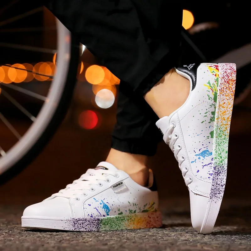 Fashion Printing Low White Shoes Men Women Casual Men's Shoes Flats Unisex Shoes Classic Canvas Skateboard Sneakers Men 2022