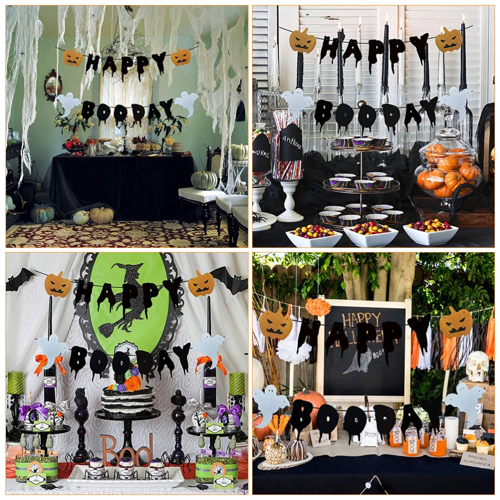 

1 Set Pumpkin Ghost Banner Photo Prop Party Decoration Hanging Bunting