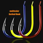 10 шт. рыболовные крючки, рыболовные крючки, аксессуары для рыбалки, карпа, рыболовные снасти, зазубрины, цветная Высокоуглеродистая Сталь, 15 Размеров