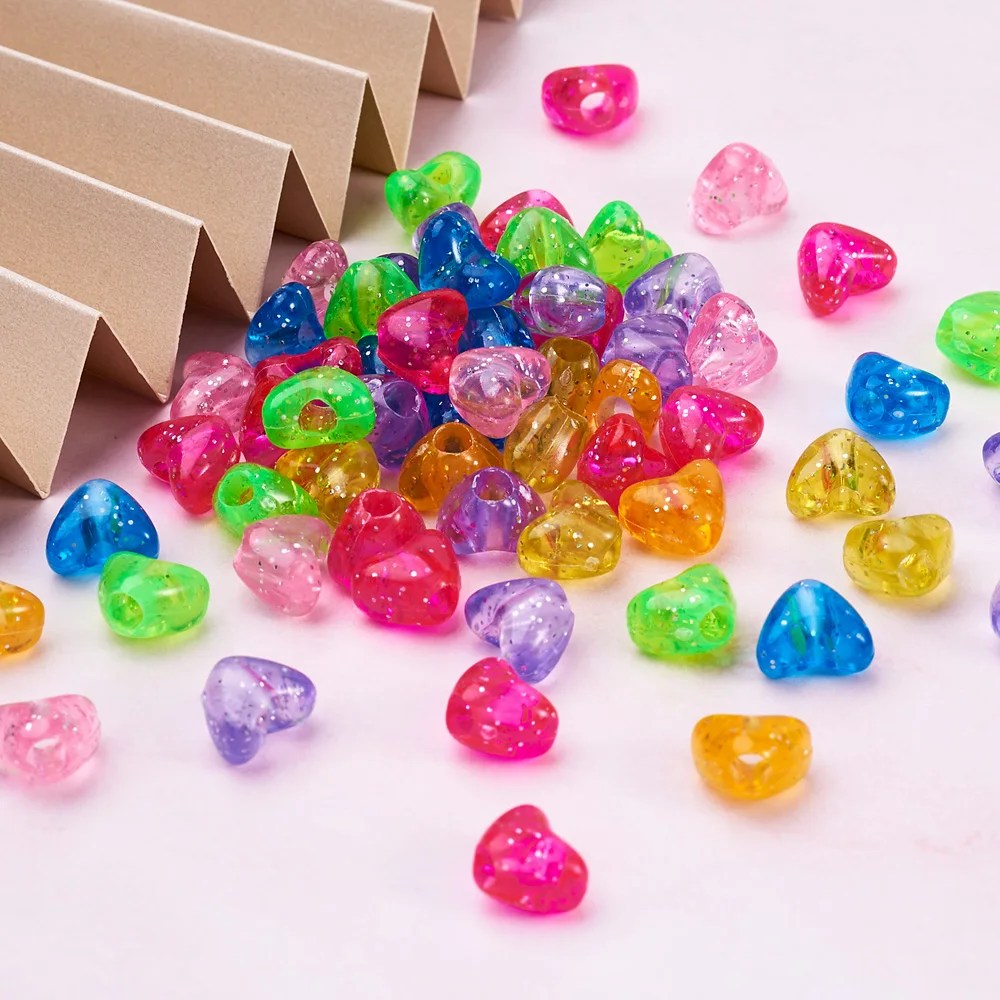 Прозрачные Акриловые Бусины многоцветные Хрустальные Блестки в форме сердца для