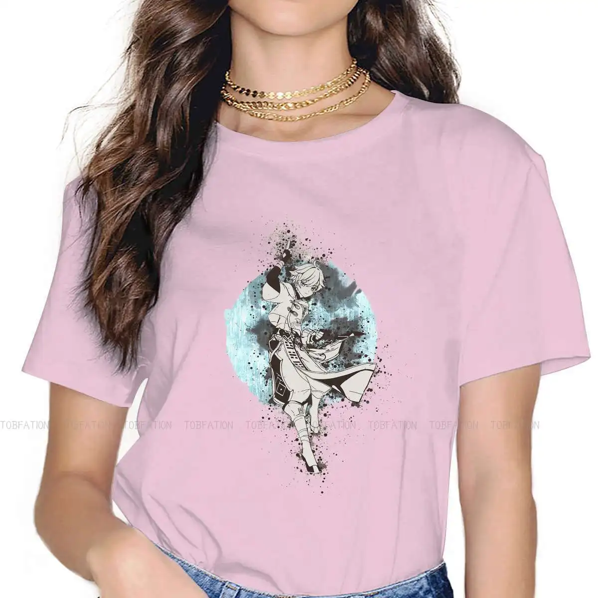 

Уникальная футболка Chongyun Splatter для девушек, Genshin Impact Lumine Jean tyндс, моракс, ролевая игра, Креативная идея подарка, футболка с коротким рукавом