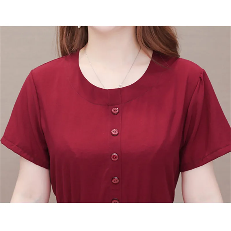 

Green Dress Women 2021 Summer New Fashion Korean Elegant Slim Short Sleeve Student O Neck Shirt Dresses Vestidos Feminina N850