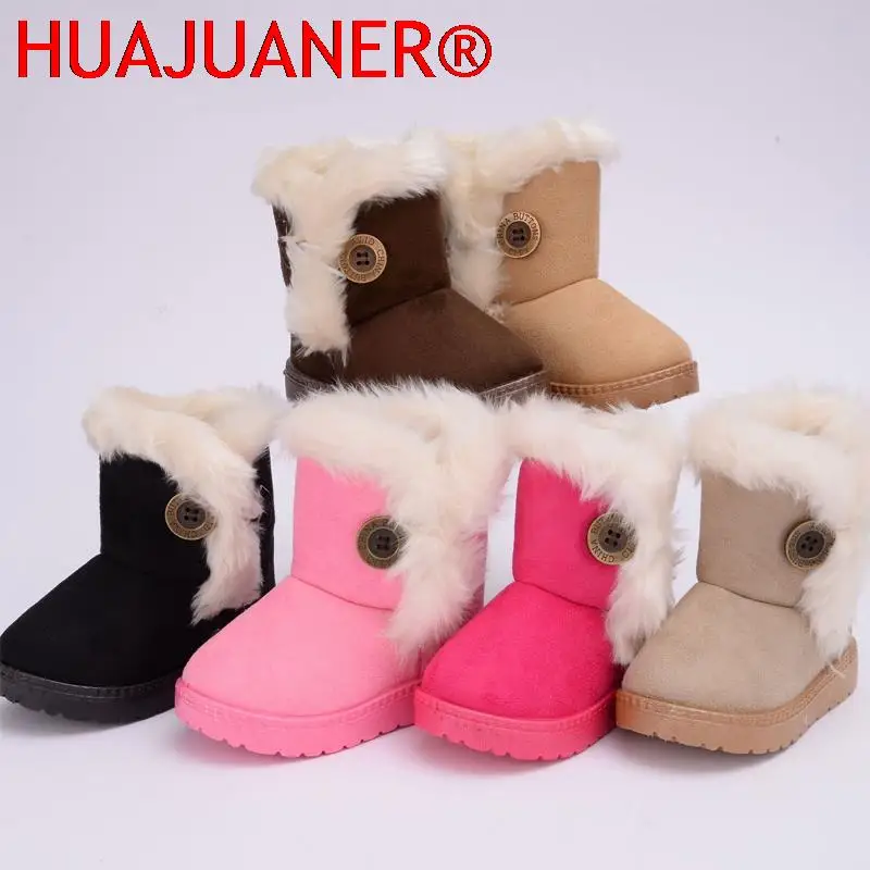 

Зимние детские ботинки, Толстая Теплая обувь, с хлопковой подкладкой, замшевые ботинки с пряжкой для девочек, зимние ботинки для мальчиков, ...