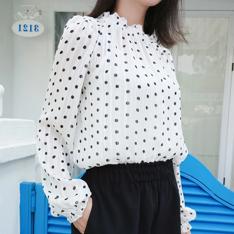 Белая рубашка в горошек с длинным рукавом подходящие Семейные футболки шорты Топ