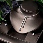 HIBRIDE роскошное Двухслойное ожерелье с кубическим цирконием, серьги, ювелирный набор для невест, вечерние свадебные платья, аксессуары N-551