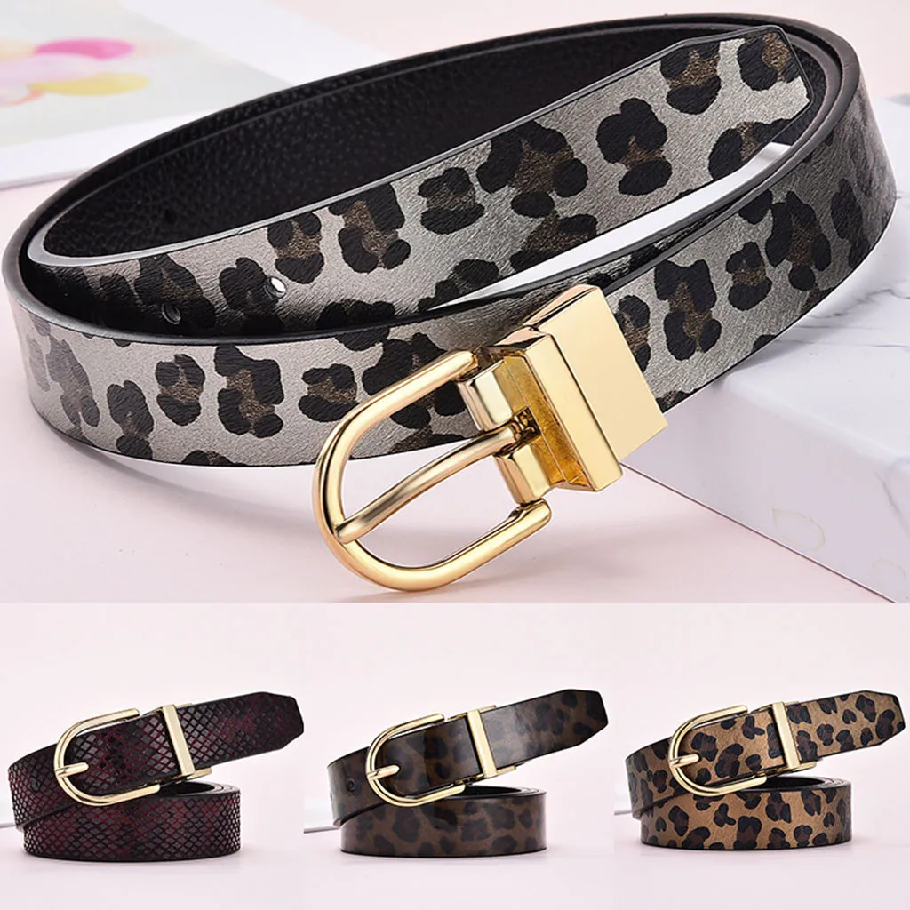 SAGACE Новый Широкий кожаный ремень с леопардовым принтом двухсторонний