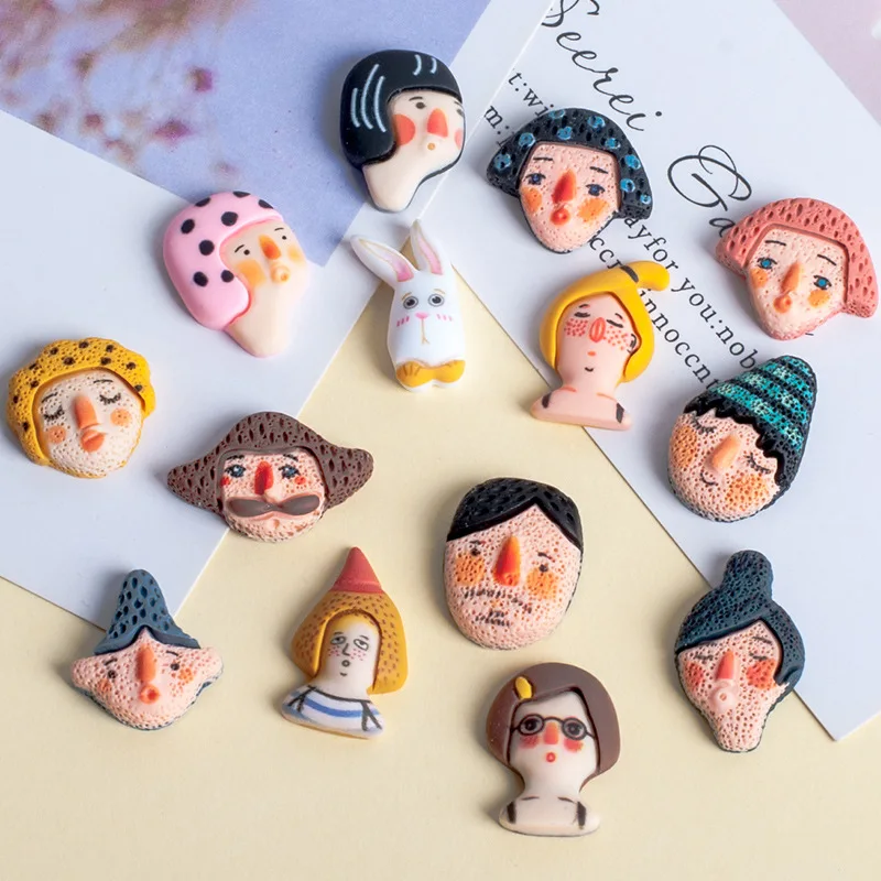 

15 шт., кавайные Мультяшные граффити-персонажи, голова с плоским основанием, кабошоны, украшения для скрапбукинга, украшения «сделай сам»