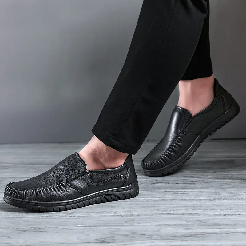 Лоферы мужские из натуральной кожи удобные легкие кроссовки воловьей дышащие