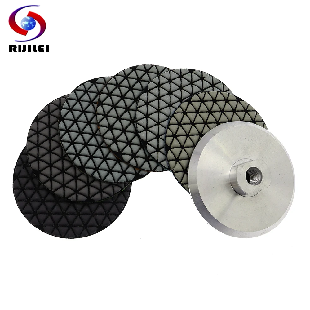 

RIJILEI 6Pcs 4" Dry Diamond Polishing Pads 100mm Flexible Sanding Discs New Design Marble Granite Stone Tile Grinding Wheels