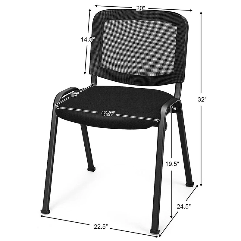 

Set of 5 Mesh Back Office Conference Chairs Open Back Design Metal Frame Office Chair Set with Delicate Foot Pad Design